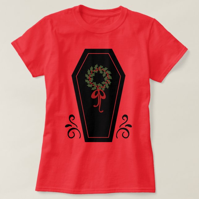 Camiseta Vamire Holiday Coffin (Frente do Design)
