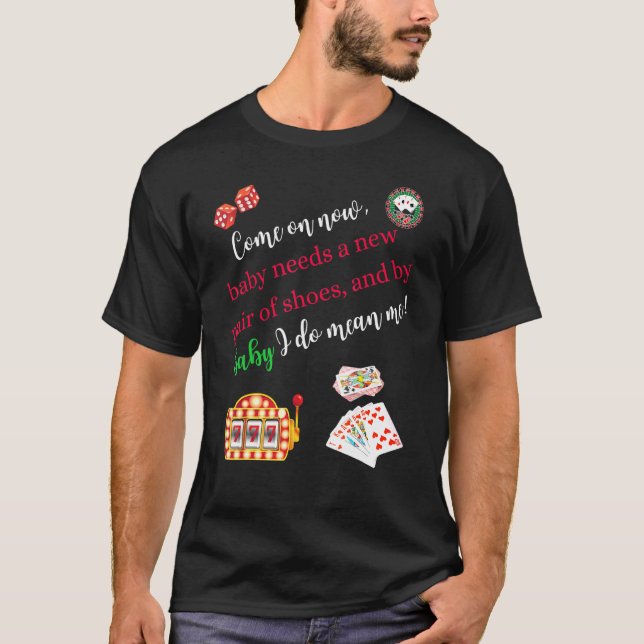 Camiseta Vamos Agora Casino Jogando Pôquer Slot Machine (Frente)