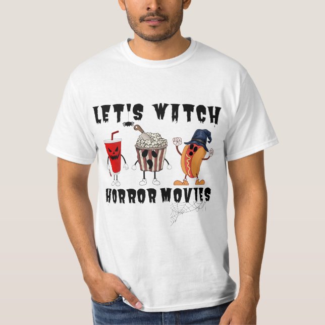 Camiseta Vamos assista filmes de terror engraçado Ghost Ske (Frente)