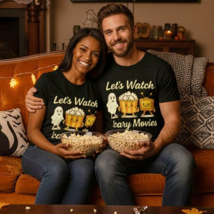Camiseta Vamos assistir filmes assustadores fantasma Hallow