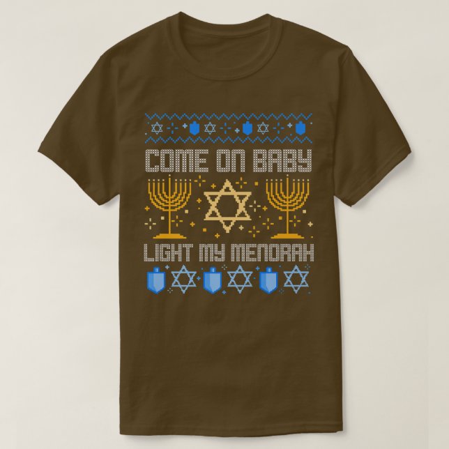 Camiseta Vamos Bebê Luz Minha Menorah Judia Hanukkah (Frente do Design)
