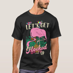 Camiseta Vamos Bloquear Bebendo Rosa Flamingo