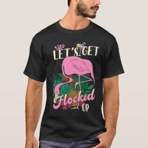 Camiseta Vamos Bloquear Bebendo Rosa Flamingo