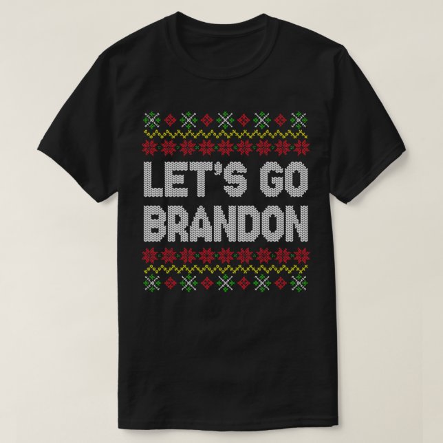 Camiseta Vamos Brandon Ugly Christmas Sweater Padrão (Frente do Design)