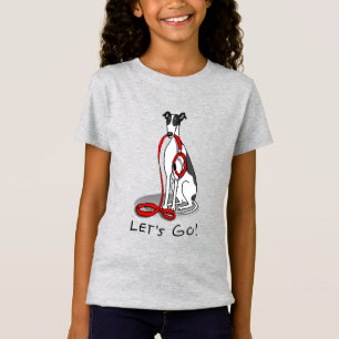 Camiseta Vamos! (caminhada) Cachorro Greyhound (branco pret