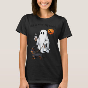Camiseta Vamos Caminhar Weenie Dachshund Divertido Hallowee