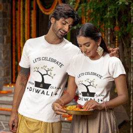 Camiseta Vamos comemorar Diwali verde e limpo