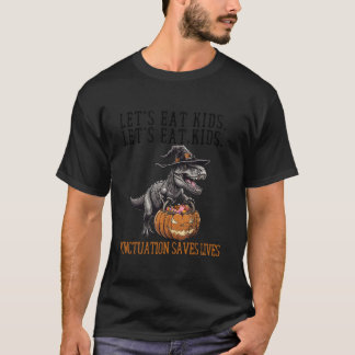 Camiseta Vamos Comer Crianças Dinossauro Zombie Trick Treat