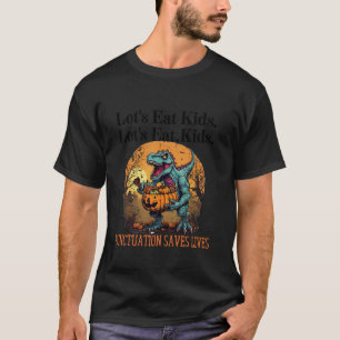 Camiseta Vamos Comer Crianças Dinossauro Zombie Trick Treat