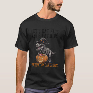 Camiseta Vamos Comer Crianças Dinossauro Zombie Trick Treat