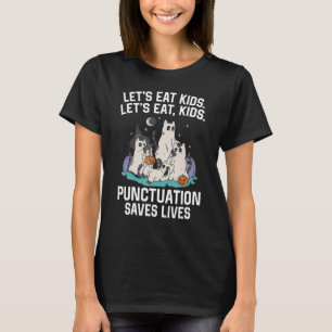 Camiseta Vamos Comer Crianças Pontuação Salva Vidas Gramáti