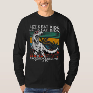 Camiseta Vamos Comer Crianças Pontuação Salva Vidas Gramáti