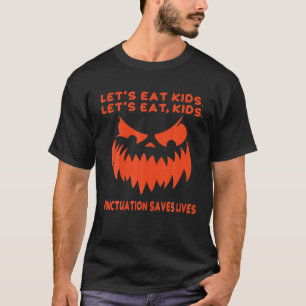 Camiseta Vamos Comer Crianças Pontuação Salva Vidas Pumpkin