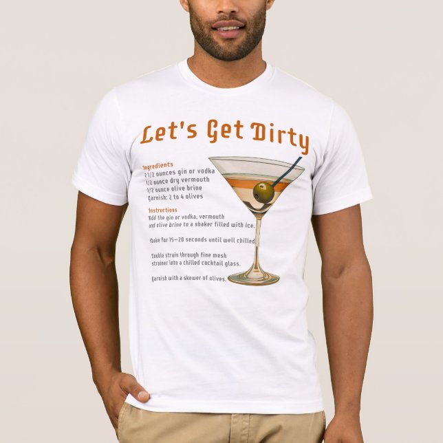Camiseta Vamos De Hora De Cocktail Obter Receita De Martini (Frente)