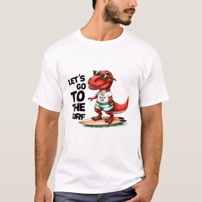 Camiseta Vamos Dino vai para o surf (Frente)