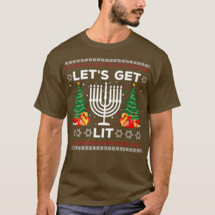 Camiseta Vamos Engraçado Hanukkah Menorah Jewida Holida