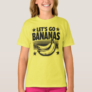 Camiseta Vamos Engraçado Ir Bananas Moedas-Grunge Afastadas