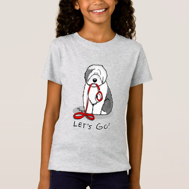 Camiseta Vamos Engraçado! Sheepdog Inglês (Cinza 1) (Frente)
