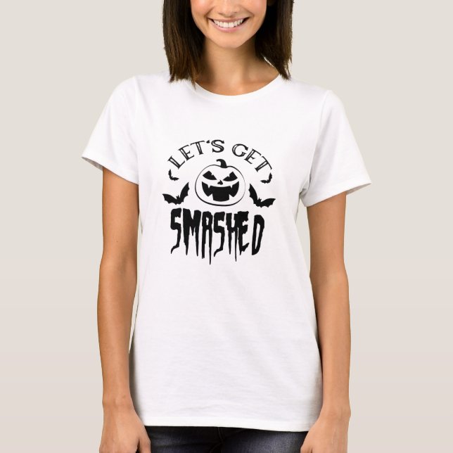 Camiseta Vamos Esmagado Pumpkin do Dia das Bruxas (Frente)