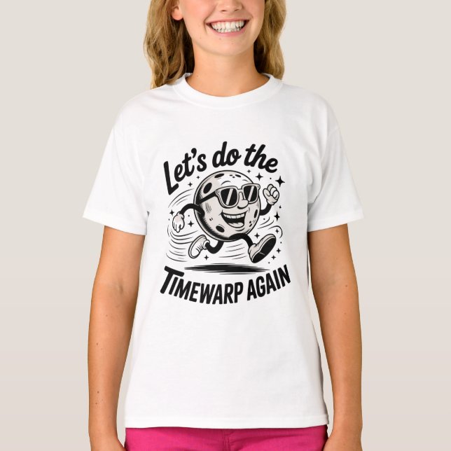 Camiseta Vamos Faça O Timewarp Novamente Design da Lua Retr (Frente)