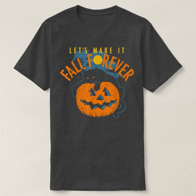 Camiseta Vamos Fazê-Lo Cair Para Sempre Pumpkin Black Hallo (Frente do Design)