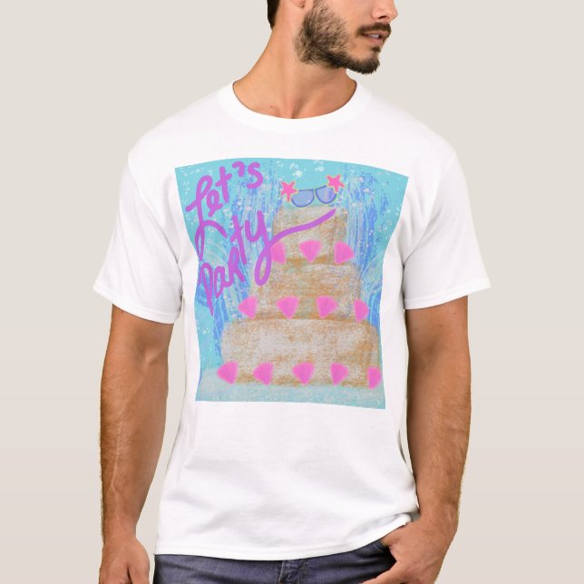 Camiseta Vamos festejar a sereia da praia de Sandcastle (Frente)