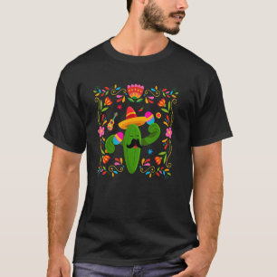 Camiseta Vamos Festejar Cinco De Mayo com Cacto de Guitarra