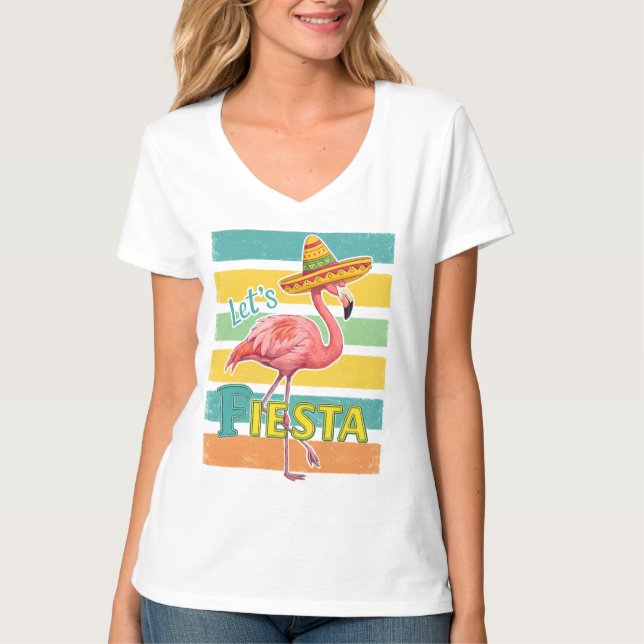 Camiseta Vamos Festejar Flamingo Cinco De Mayo (Frente)