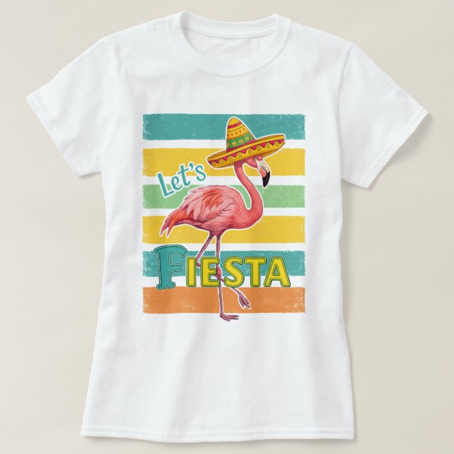 Camiseta Vamos Festejar Flamingo Cinco De Mayo (Frente do Design)