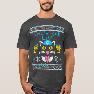 Camiseta Vamos Fica Engraçado Hanukkah Cat Lover