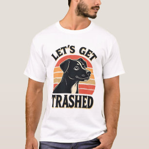 Camiseta Vamos Ficar Bêbados Gráfico de Cachorro Vintage Pô