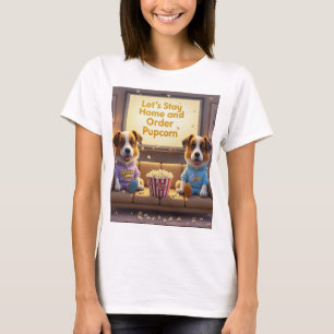Camiseta Vamos ficar em casa e pedir cães de animação da Pu