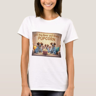 Camiseta Vamos ficar em casa e pedir cães de animação da Pu
