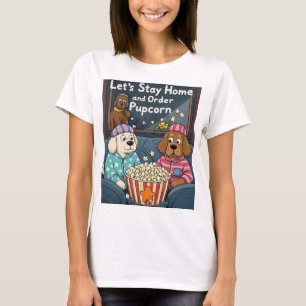 Camiseta Vamos ficar em casa e pedir cães de animação da Pu