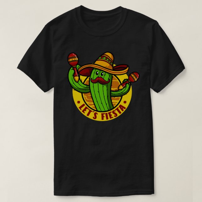 Camiseta vamos fiesta Cactus com Sombrero Cinco de mayo (Frente do Design)