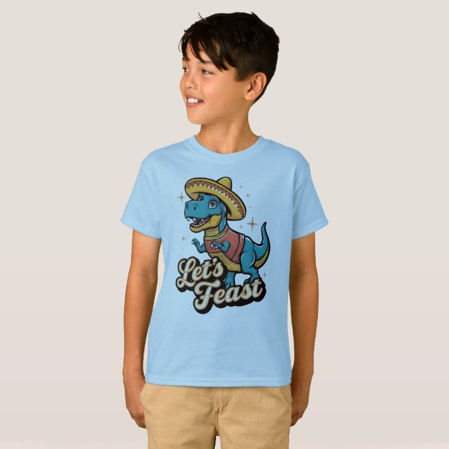 Camiseta Vamos Fiesta Dinossaur Cinco De Mayo Toddler Boys (Frente Completa)