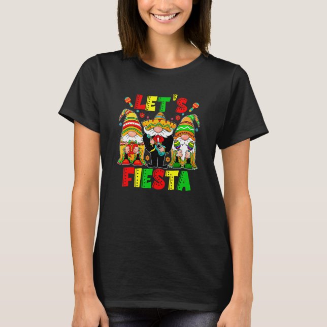 Camiseta Vamos Fiesta Latim Gnomos Mexicanos Poncho Cin (Frente)