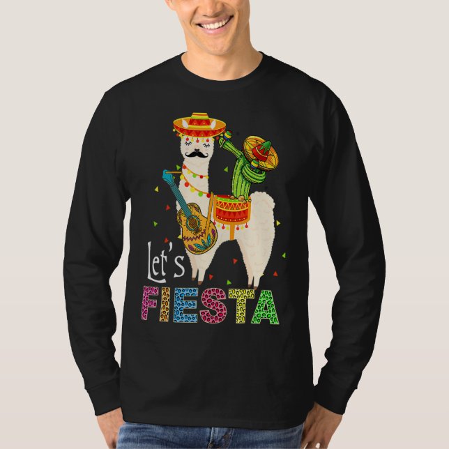 Camiseta Vamos Fiesta Llama Cinco De Mayo Cactus Sombrero M (Frente)