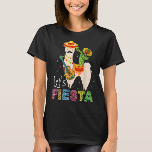 Camiseta Vamos Fiesta Llama Cinco De Mayo Cactus Sombrero M