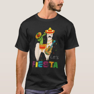 Camiseta Vamos Fiesta Llama Cinco De Mayo Cactus Sombrero M