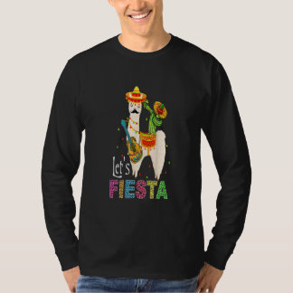 Camiseta Vamos Fiesta Llama Cinco De Mayo Cactus Sombrero M