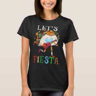 Camiseta Vamos Fiesta Taco Vestindo Máscara Violão Mexicano