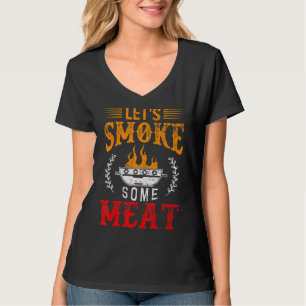 Camiseta Vamos Fumar Carne Grelha De Comida De Fogo Humoros
