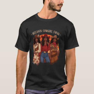 Camiseta Vamos Garotas Retro Ocidental País Melanina Cowgi