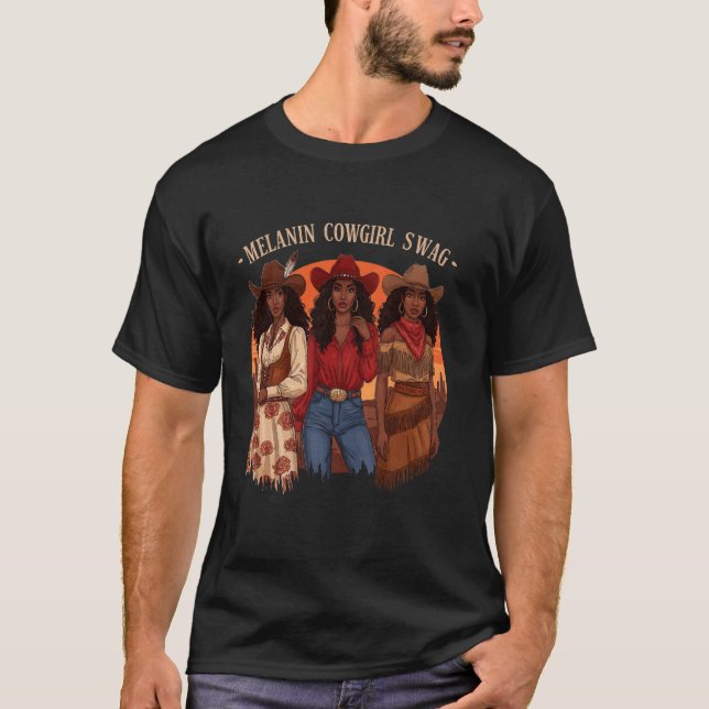 Camiseta Vamos Garotas Retro Ocidental País Melanina Cowgi (Frente)