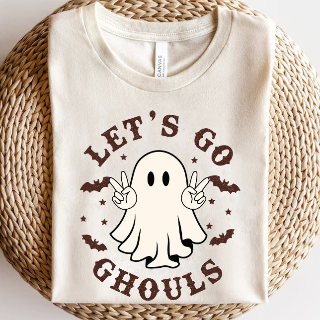 Camiseta Vamos Ghouls Engraçado Fantasma Retro (Lets Go Ghouls Funny Ghost Halloween Retro T-Shirt)