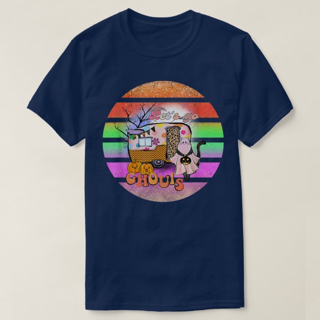 Camiseta Vamos Ghouls Halloween Acampando Ghost Funny Boho (Frente do Design)