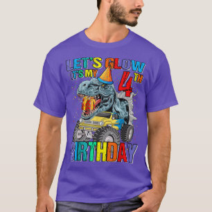 Camiseta Vamos Glow Party É o meu 4º Aniversário do Monstro