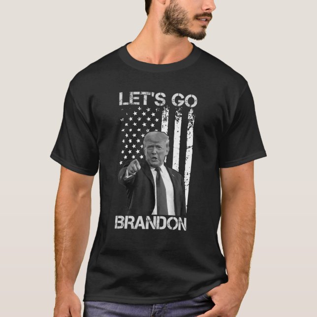 Camiseta Vamos Go Brandon Branson Trump E América Flag EUA (Frente)