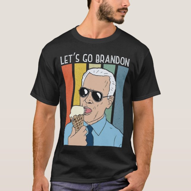 Camiseta Vamos Go Brandon Funny Biden Sorvete Memória Retro (Frente)